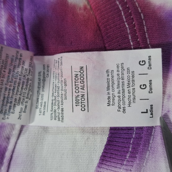 Handmade White with Various Purple Twisted Tie Dye Graphic Tee NWOT L - Picture 5 of 7